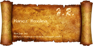 Hancz Roxána névjegykártya